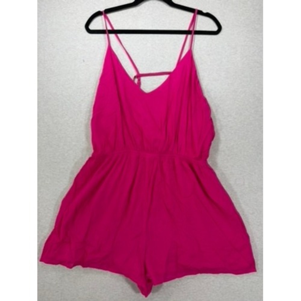 NWT Lulus Romper Women XL Pink Excellent V-Neck Spaghetti‎ Strap Elastic Waist